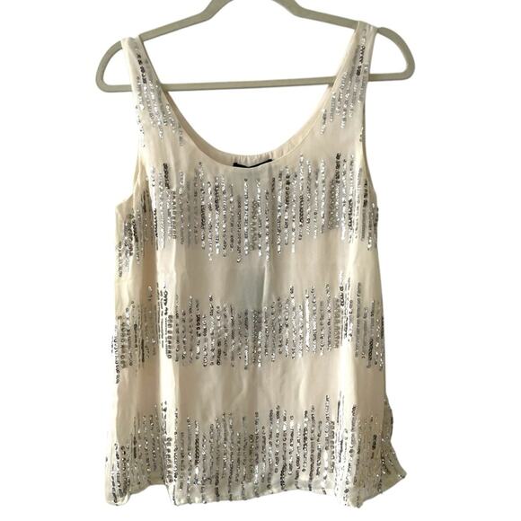 NWT Honey Punch Cream Sequin Tank Top | Size Small - Picture 1 of 5